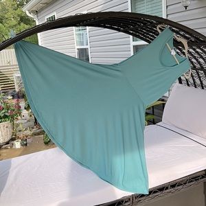 Lularoe Nicki fit & flare dress, pockets, green, Size L (10 to 14)